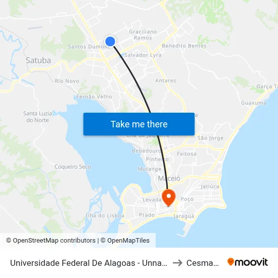 Universidade Federal De Alagoas - Unnamed Road - Cidade Universitária Maceió - Al Brasil to Cesmac - Campus IV map