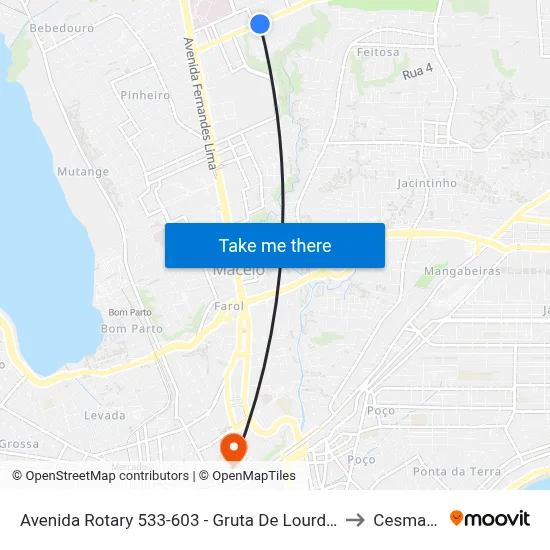 Avenida Rotary 533-603 - Gruta De Lourdes Maceió - Al 57052-480 República Federativa Do Brasil to Cesmac - Campus IV map