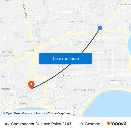 Av. Comendador Gustavo Paiva 2143-2267 - Mangabeiras Maceió - Al Brasil to Cesmac - Campus IV map