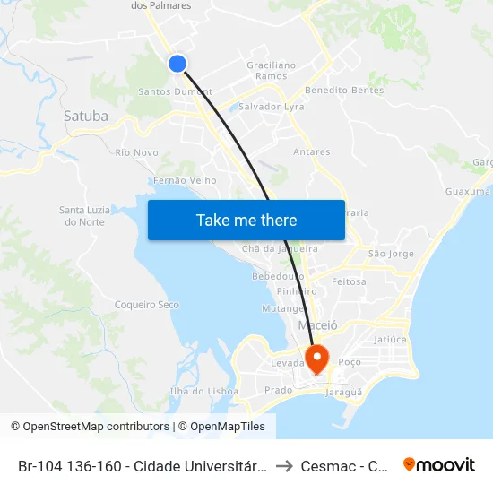 Br-104 136-160 - Cidade Universitária Maceió - Al Brasil to Cesmac - Campus IV map