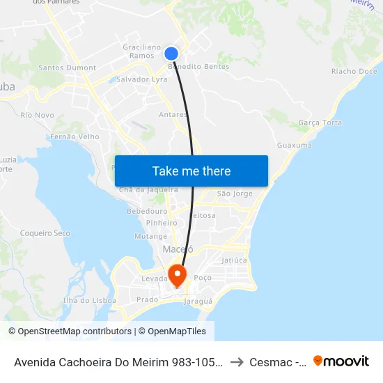 Avenida Cachoeira Do Meirim 983-1051 - Benedito Bentes Maceió - Al Brasil to Cesmac - Campus IV map