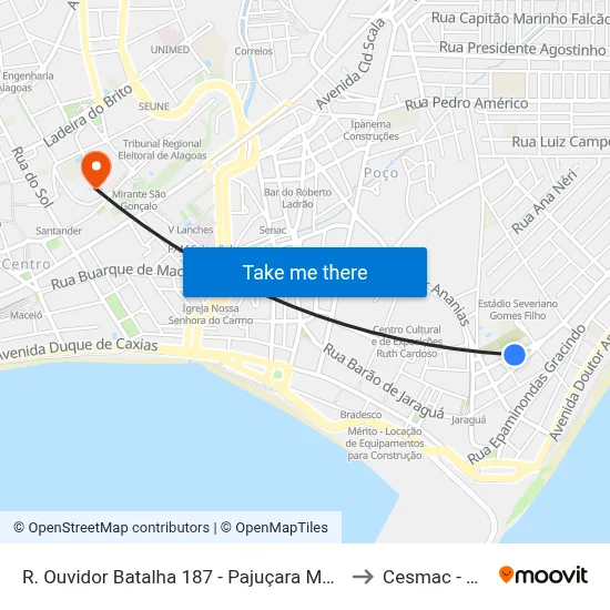 R. Ouvidor Batalha 187 - Pajuçara Maceió - Al 57030-130 Brasil to Cesmac - Campus IV map