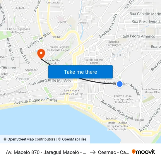 Av. Maceió 870 - Jaraguá Maceió - Al 57022-080 Brasil to Cesmac - Campus IV map