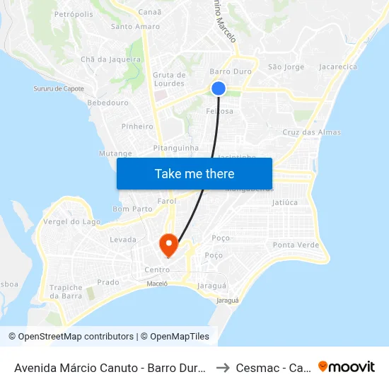 Avenida Márcio Canuto - Barro Duro Maceió - Al Brasil to Cesmac - Campus IV map