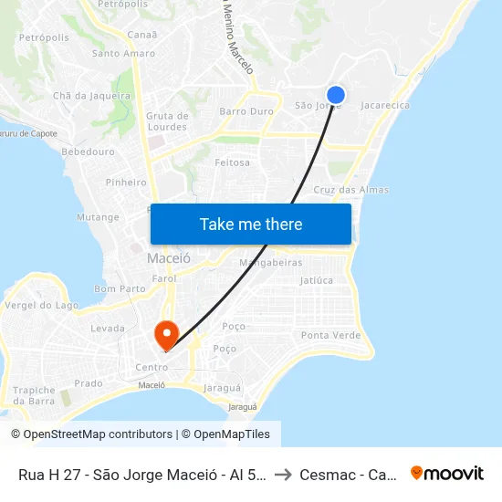 Rua H 27 - São Jorge Maceió - Al 57044-101 Brasil to Cesmac - Campus IV map