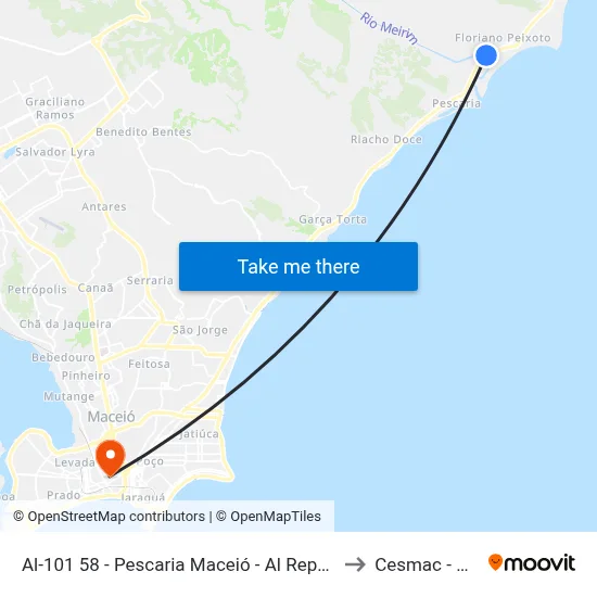 Al-101 58 - Pescaria Maceió - Al República Federativa Do Brasil to Cesmac - Campus IV map