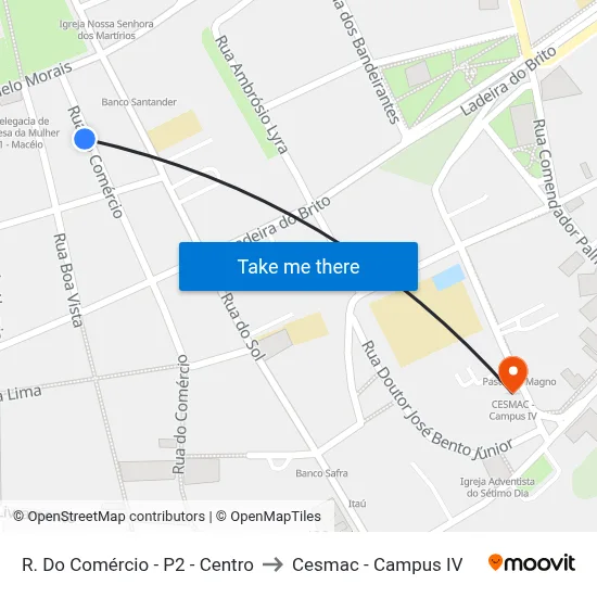 R. Do Comércio - P2 - Centro to Cesmac - Campus IV map