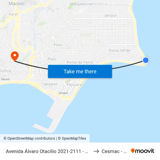 Avenida Álvaro Otacílio 2021-2111 - Ponta Verde Maceió - Al Brasil to Cesmac - Campus IV map