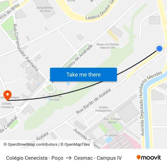 Colégio Cenecista - Poço to Cesmac - Campus IV map
