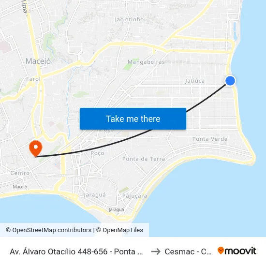 Av. Álvaro Otacílio 448-656 - Ponta Verde Maceió - Al Brasil to Cesmac - Campus IV map