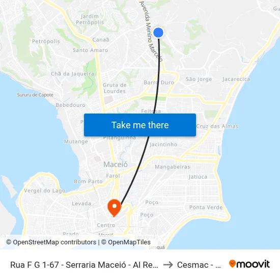 Rua F G 1-67 - Serraria Maceió - Al República Federativa Do Brasil to Cesmac - Campus IV map