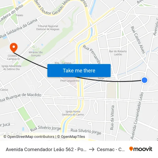 Avenida Comendador Leão 562 - Poço Maceió - Al Brasil to Cesmac - Campus IV map