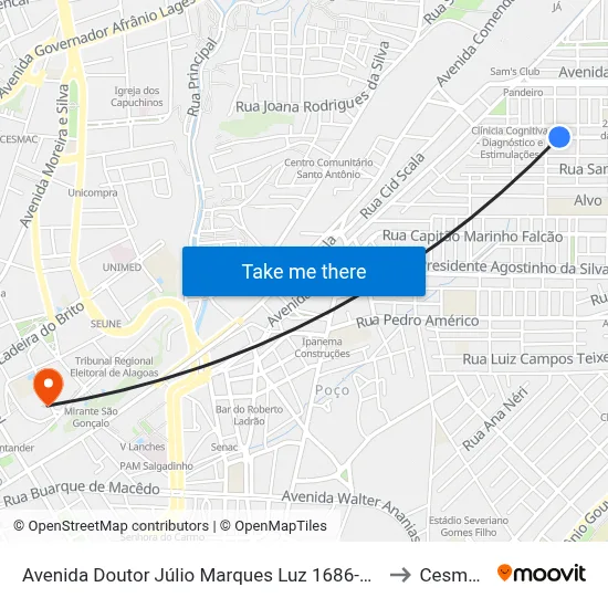 Avenida Doutor Júlio Marques Luz 1686-1768 - Jatiúca Maceió - Al 57035-700 República Federativa Do Brasil to Cesmac - Campus IV map