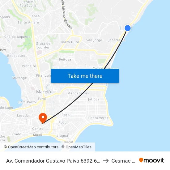 Av. Comendador Gustavo Paiva 6392-6404 - Cruz Das Almas Maceió - Al Brasil to Cesmac - Campus IV map