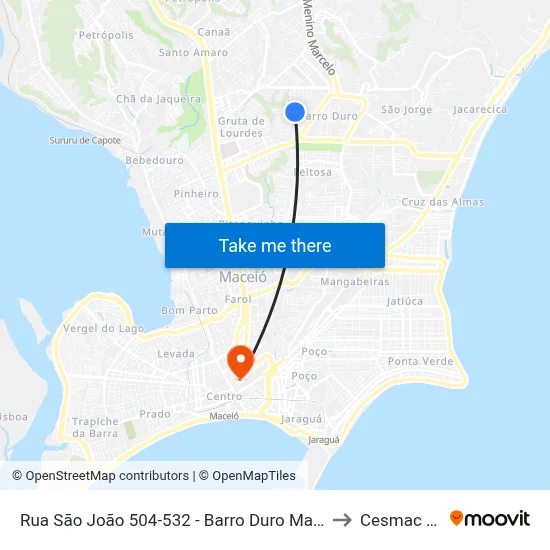 Rua São João 504-532 - Barro Duro Maceió - Al República Federativa Do Brasil to Cesmac - Campus IV map