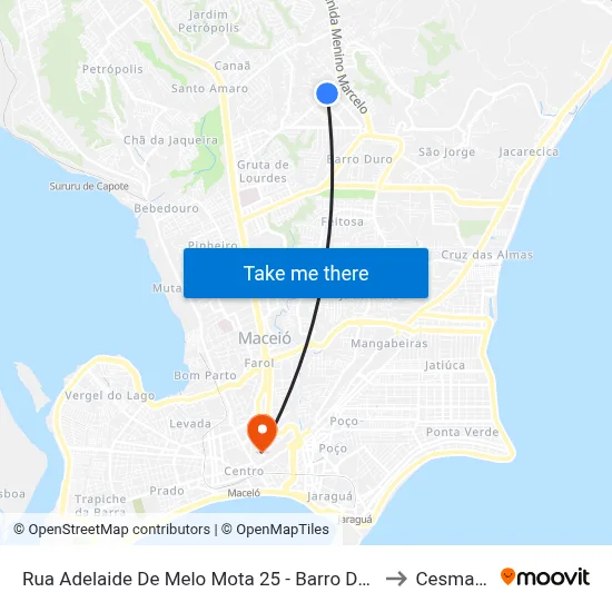 Rua Adelaide De Melo Mota 25 - Barro Duro Maceió - Al 57045-680 República Federativa Do Brasil to Cesmac - Campus IV map