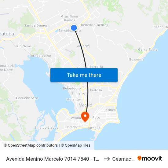 Avenida Menino Marcelo 7014-7540 - Tabuleiro Do Martins Maceió - Al 57081-385 Brasil to Cesmac - Campus IV map