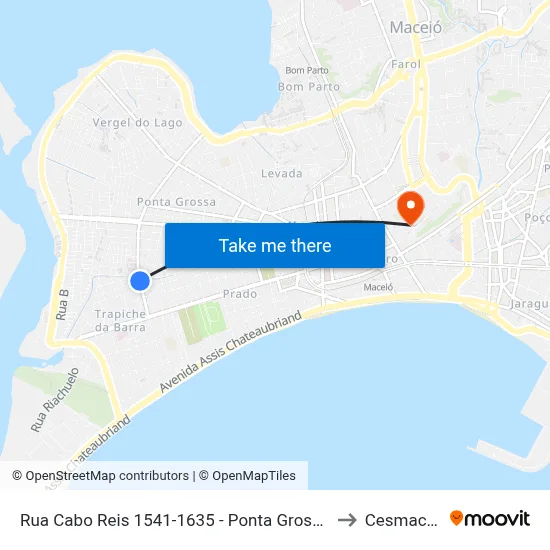 Rua Cabo Reis 1541-1635 - Ponta Grossa Maceió - Al República Federativa Do Brasil to Cesmac - Campus IV map