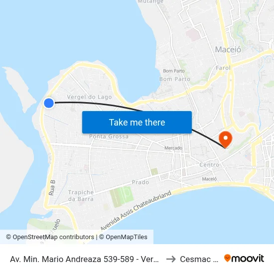 Av. Min. Mario Andreaza 539-589 - Vergel Do Lago Maceió - Al 57015-880 Brasil to Cesmac - Campus IV map
