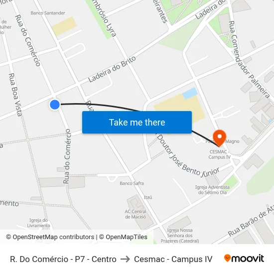 R. Do Comércio - P7 - Centro to Cesmac - Campus IV map