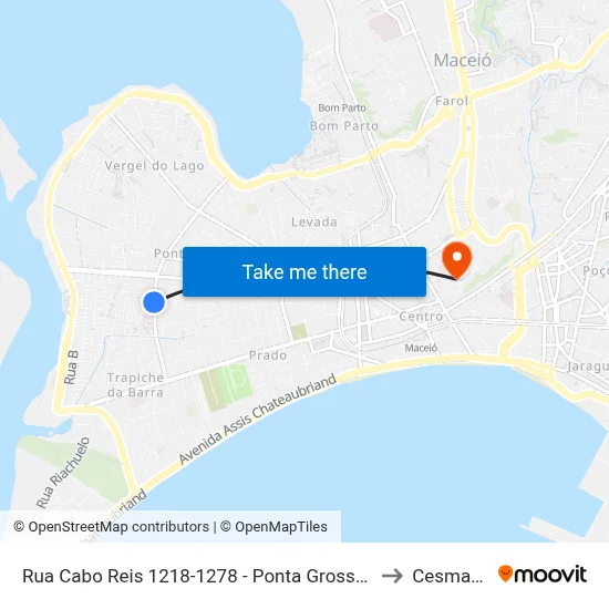 Rua Cabo Reis 1218-1278 - Ponta Grossa Maceió - Al 57014-260 República Federativa Do Brasil to Cesmac - Campus IV map