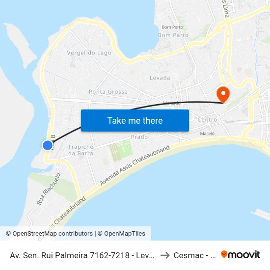 Av. Sen. Rui Palmeira 7162-7218 - Levada Maceió - Al 57017-175 Brasil to Cesmac - Campus IV map