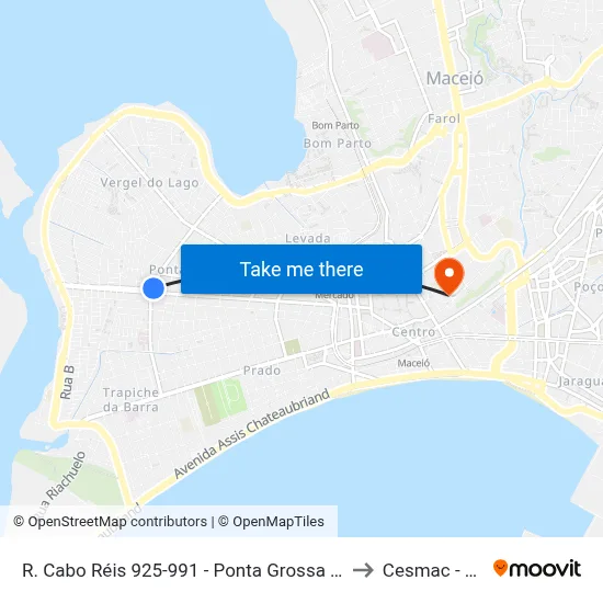 R. Cabo Réis 925-991 - Ponta Grossa Maceió - Al 57014-260 Brasil to Cesmac - Campus IV map