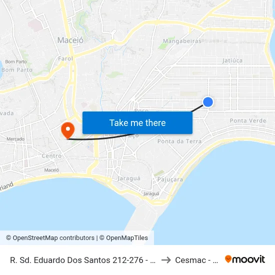 R. Sd. Eduardo Dos Santos 212-276 - Ponta Verde Maceió - Al Brasil to Cesmac - Campus IV map