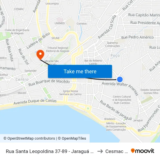 Rua Santa Leopoldina 37-89 - Jaraguá Maceió - Al República Federativa Do Brasil to Cesmac - Campus IV map