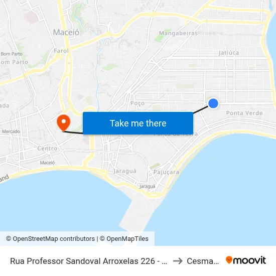 Rua Professor Sandoval Arroxelas 226 - Ponta Verde Maceió - Al República Federativa Do Brasil to Cesmac - Campus IV map