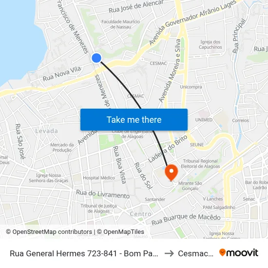 Rua General Hermes 723-841 - Bom Parto Maceió - Al República Federativa Do Brasil to Cesmac - Campus IV map