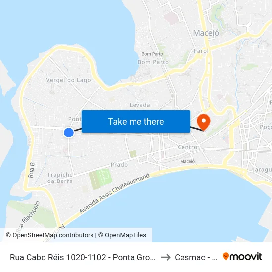 Rua Cabo Réis 1020-1102 - Ponta Grossa Maceió - Al 57014-260 Brasil to Cesmac - Campus IV map