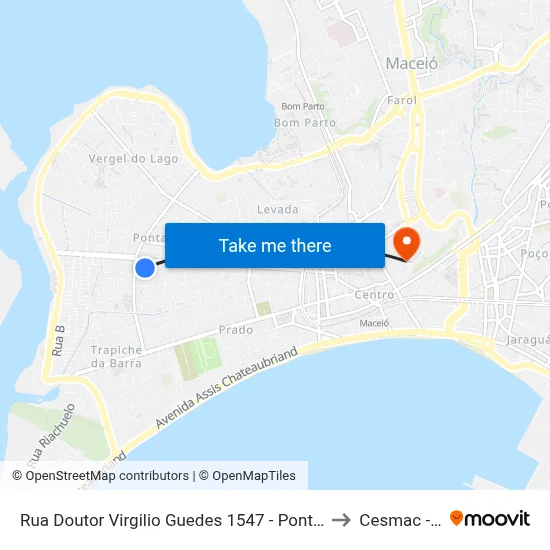 Rua Doutor Virgilio Guedes 1547 - Ponta Grossa Maceió - Al 57014-220 Brasil to Cesmac - Campus IV map