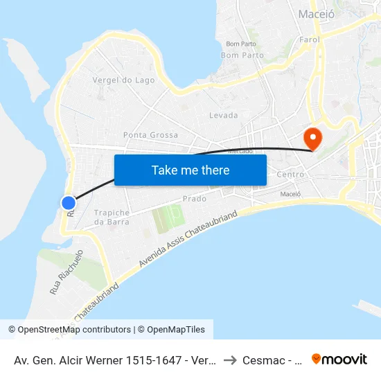 Av. Gen. Alcir Werner 1515-1647 - Vergel Do Lago Maceió - Al Brasil to Cesmac - Campus IV map