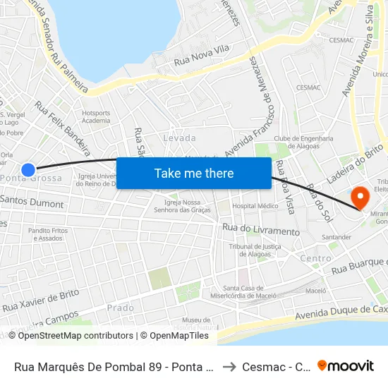 Rua Marquês De Pombal 89 - Ponta Grossa Maceió - Al Brasil to Cesmac - Campus IV map