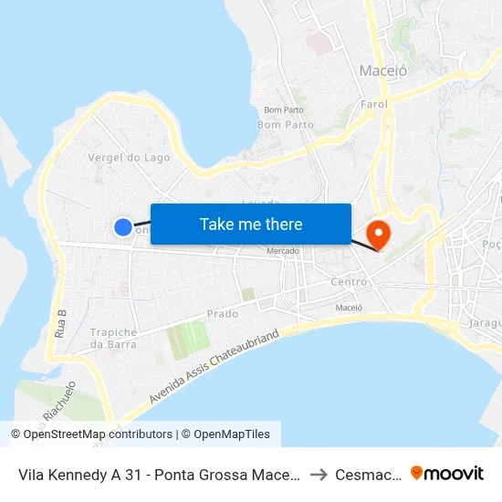 Vila Kennedy A 31 - Ponta Grossa Maceió - Al 57014-630 República Federativa Do Brasil to Cesmac - Campus IV map