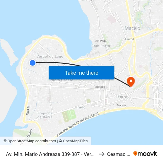 Av. Min. Mario Andreaza 339-387 - Vergel Do Lago Maceió - Al 57015-880 Brasil to Cesmac - Campus IV map