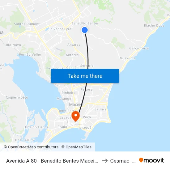 Avenida A 80 - Benedito Bentes Maceió - Al República Federativa Do Brasil to Cesmac - Campus IV map