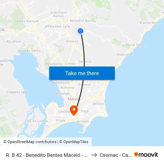 R. B 42 - Benedito Bentes Maceió - Al 57085-606 Brasil to Cesmac - Campus IV map