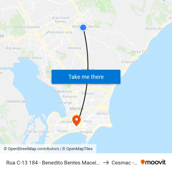Rua C-13 184 - Benedito Bentes Maceió - Al República Federativa Do Brasil to Cesmac - Campus IV map