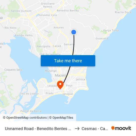 Unnamed Road - Benedito Bentes Maceió - Al Brasil to Cesmac - Campus IV map