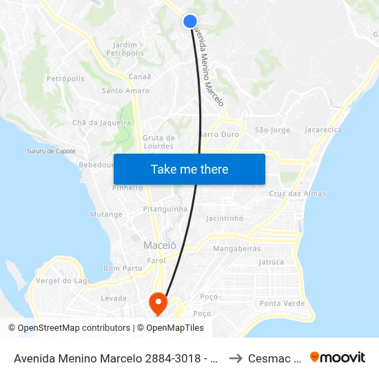 Avenida Menino Marcelo 2884-3018 - Barro Duro Maceió - Al 57081-385 Brasil to Cesmac - Campus IV map