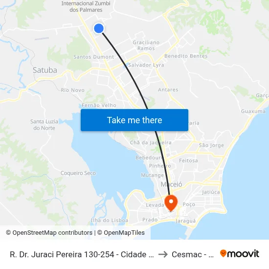 R. Dr. Juraci Pereira 130-254 - Cidade Universitária Maceió - Al Brasil to Cesmac - Campus IV map