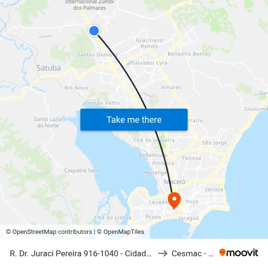 R. Dr. Juraci Pereira 916-1040 - Cidade Universitária Maceió - Al Brasil to Cesmac - Campus IV map