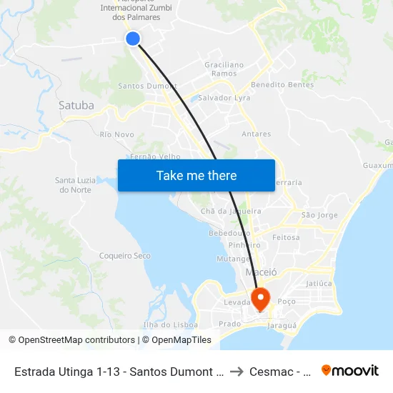 Estrada Utinga 1-13 - Santos Dumont Maceió - Al 57100-000 Brasil to Cesmac - Campus IV map