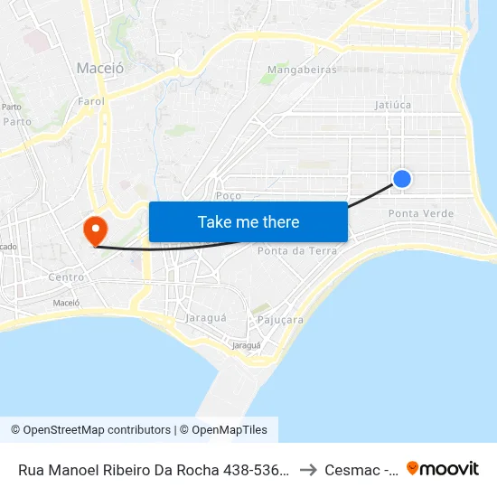 Rua Manoel Ribeiro Da Rocha 438-536 - Jatiúca Maceió - Al 57035-395 Brasil to Cesmac - Campus IV map
