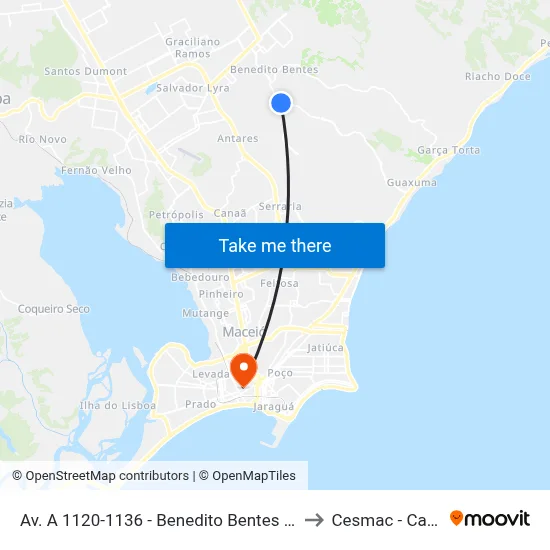 Av. A 1120-1136 - Benedito Bentes Maceió - Al Brasil to Cesmac - Campus IV map