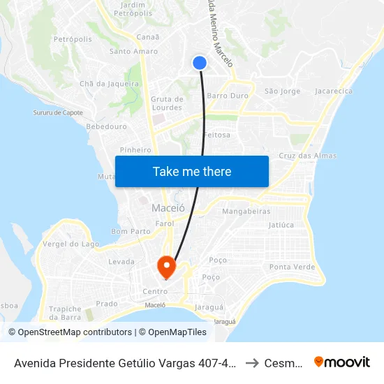 Avenida Presidente Getúlio Vargas 407-435 - Serraria Maceió - Al 57046-840 República Federativa Do Brasil to Cesmac - Campus IV map