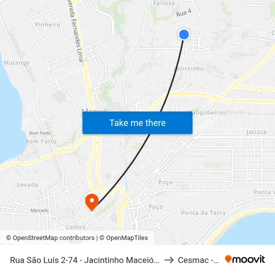 Rua São Luís 2-74 - Jacintinho Maceió - Al República Federativa Do Brasil to Cesmac - Campus IV map