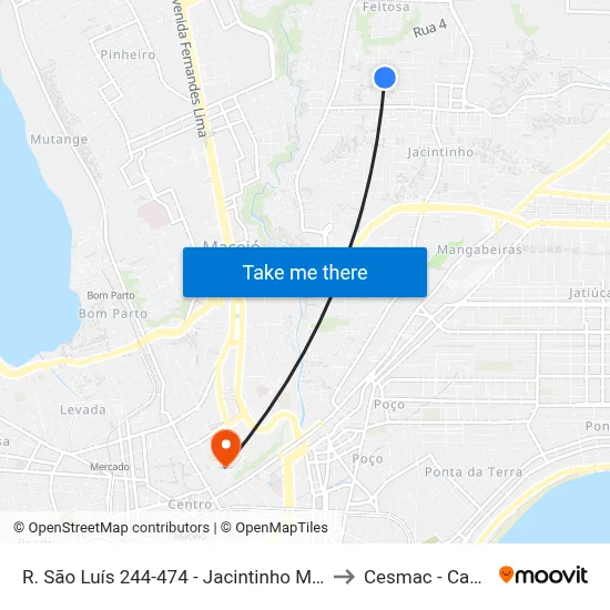 R. São Luís 244-474 - Jacintinho Maceió - Al Brasil to Cesmac - Campus IV map